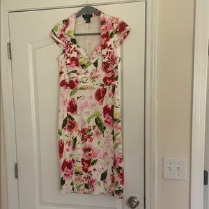 ECCOCI Red & Pink Flutter Sleeve Midi Dress Floral Derby Mother’s Day 4